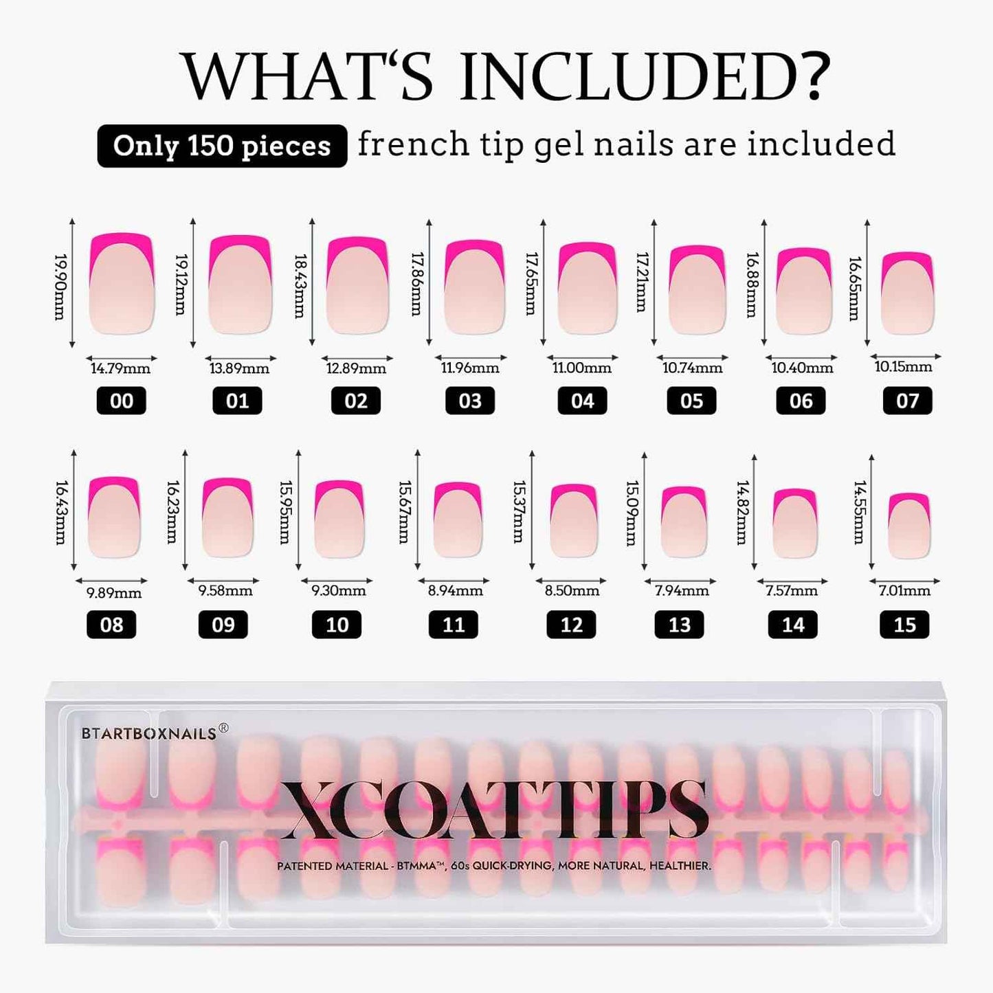 Brighter Pastel French Tip Press-On Nails Set | Gap-Filled Solid Nail Gel | Short Square Design