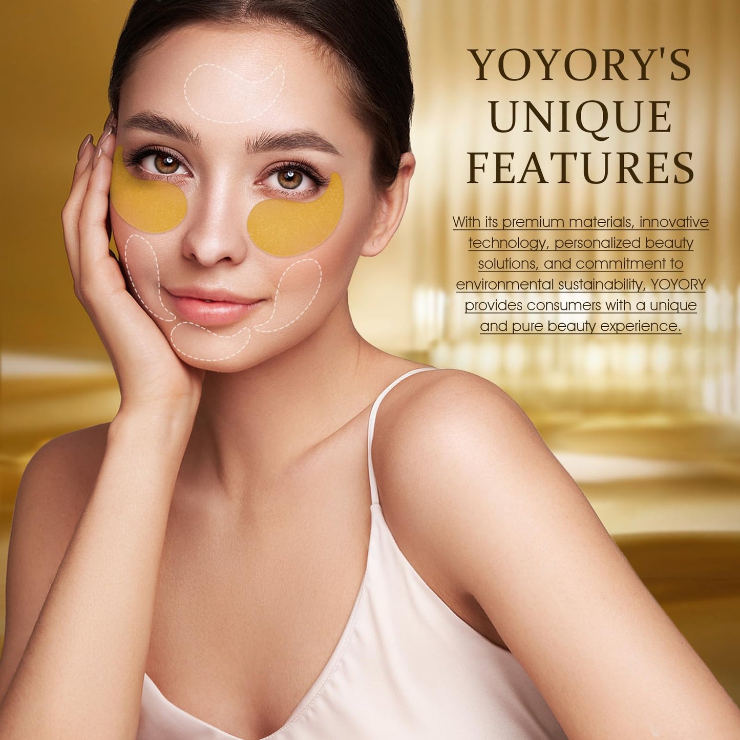 YOYORY Under Eye Patches for Dark Circles & Puffy Eyes-60 Hydrogel Eye Mask Patches with Caffeine, Collagen, Hyaluronic Acid- Anti Wrinkle Smile Line Patches, Self Care Gifts for Women,Rose Gold