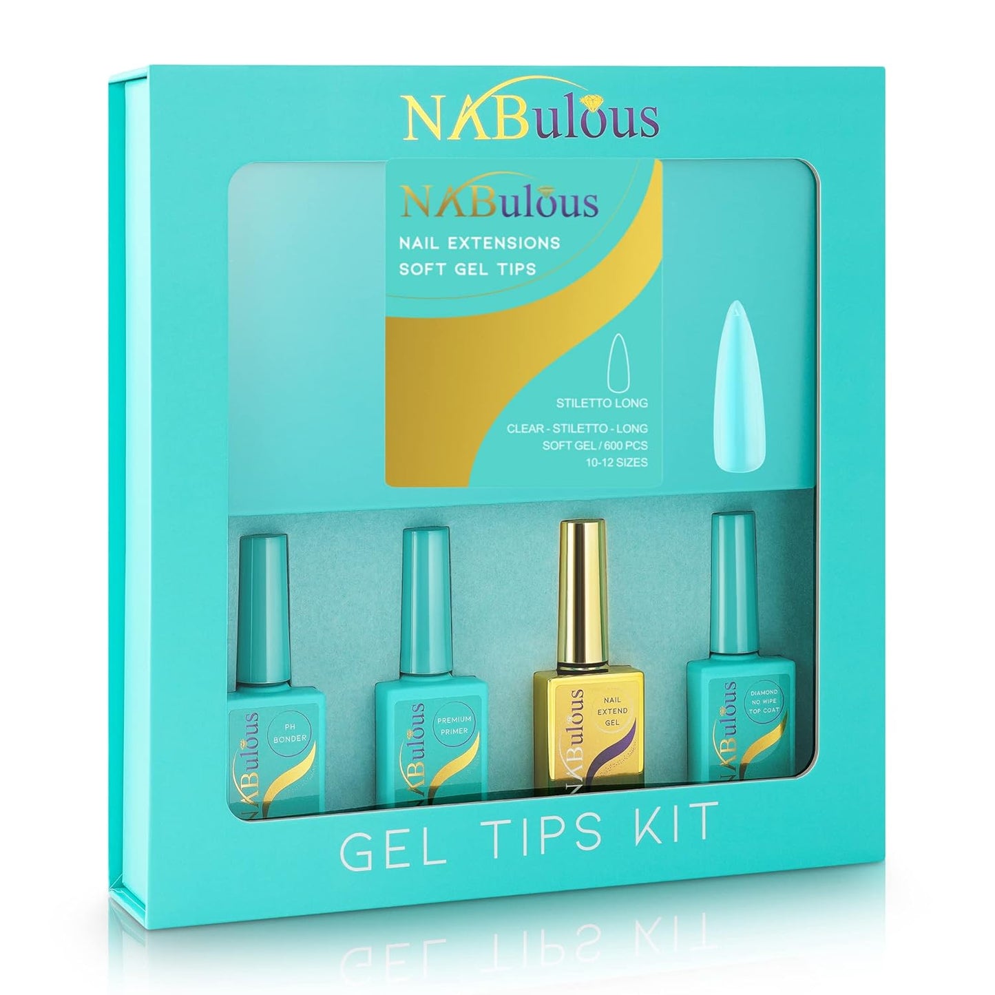 Soft Gel Nail Tips Starter Kit - Stiletto Shape, Long Length, Clear Full Cover