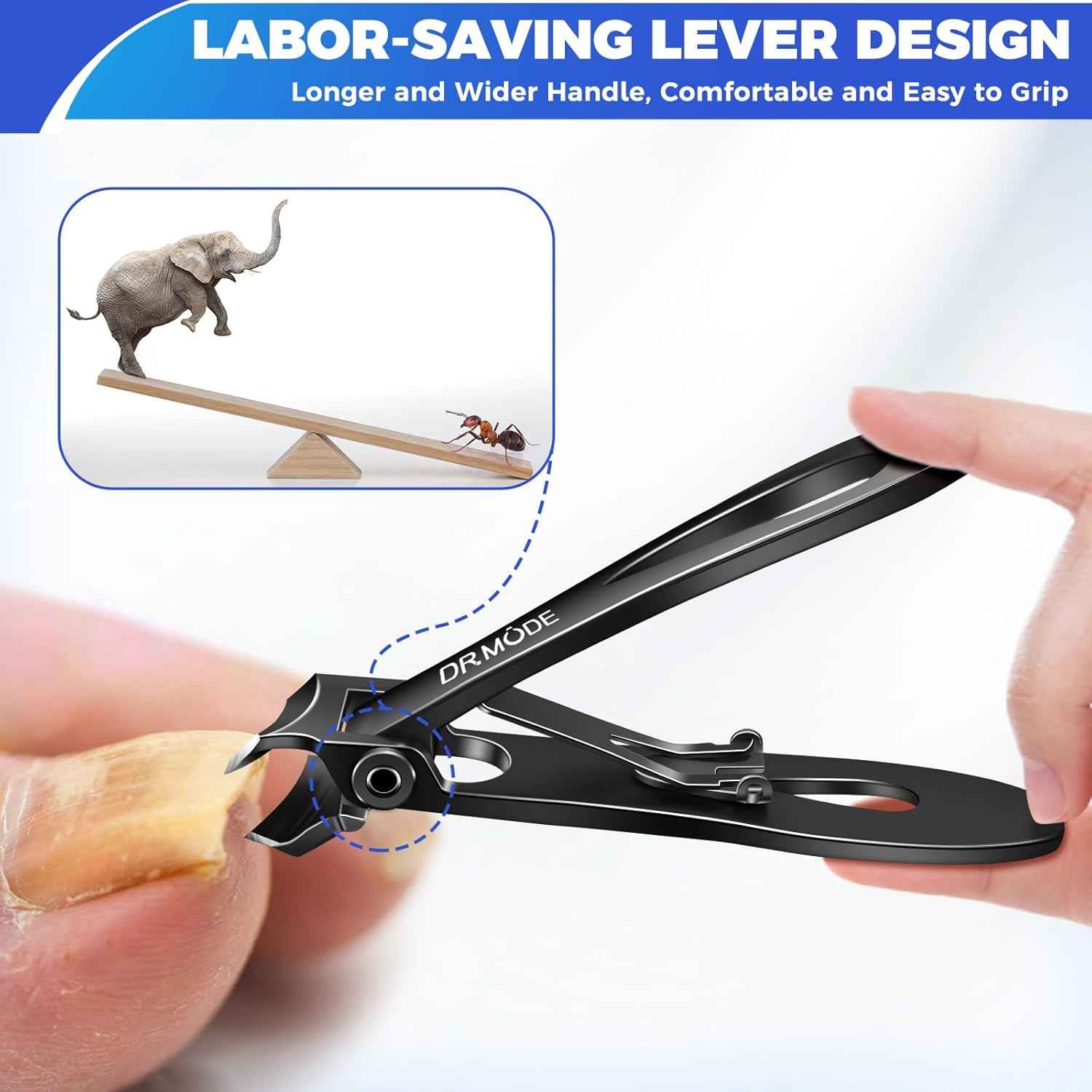 Heavy-Duty Toenail Clippers for Thick Nails - Wide Jaw, Slanted Design for Seniors & Men