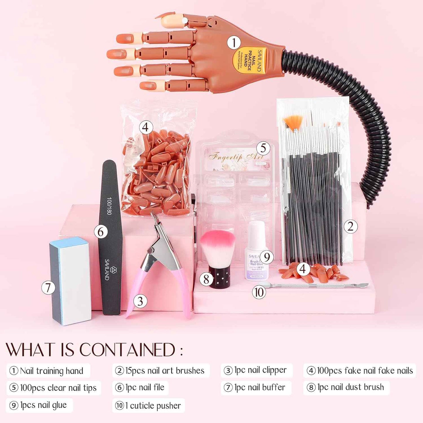 3D Gel Nail Kit with Practice Hand – Professional Acrylic Nail Art Set for Sculpting & Decoration