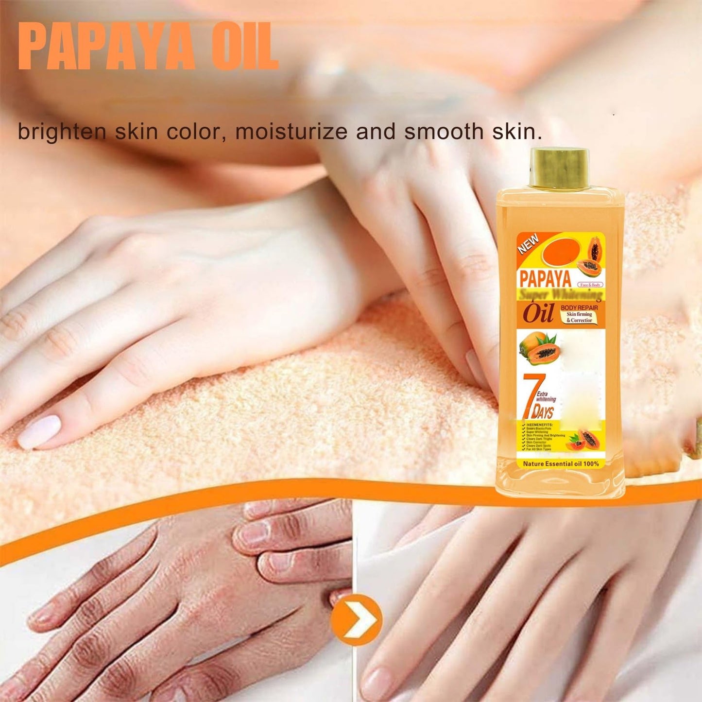 1000ml Papaya Oil for Skin Brightening - Organic Papaya Oil for Face - Soft 7 Body Oil, Moisturizing