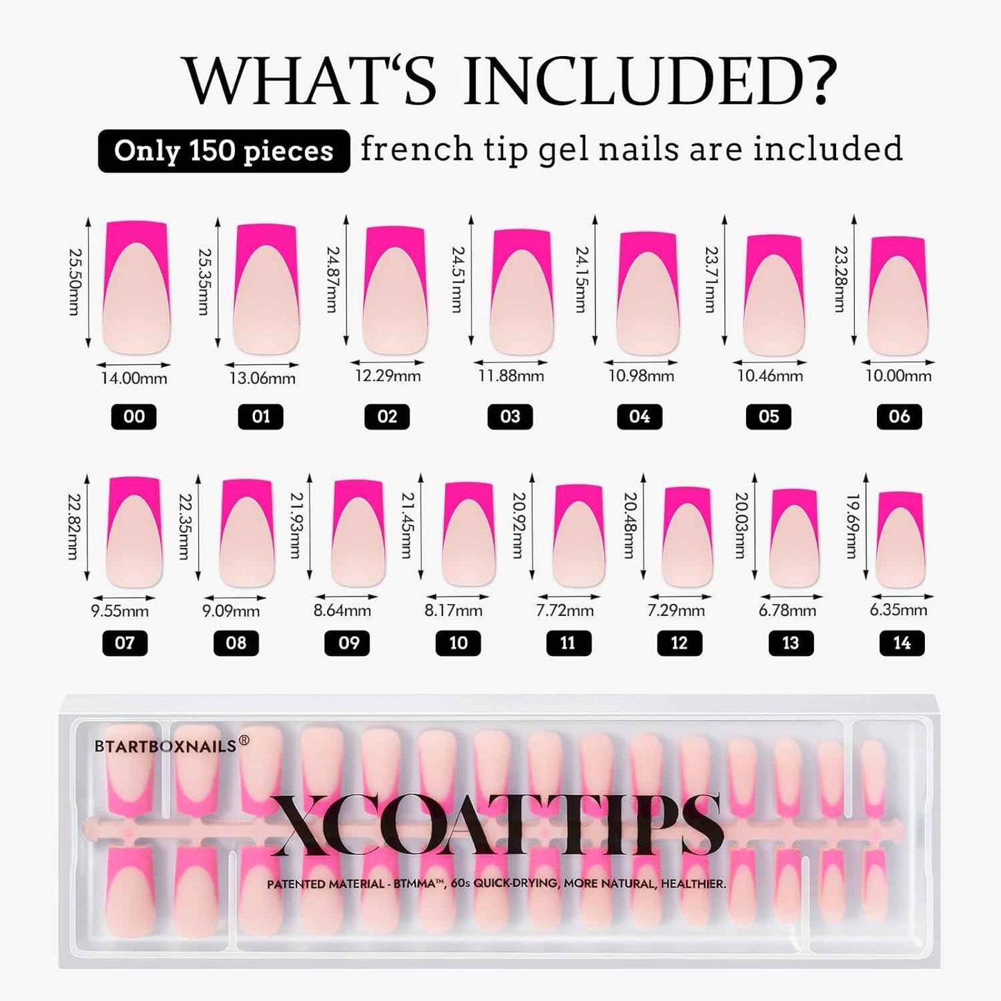 Brighter Pastel French Tip Press-On Nails Set | Gap-Filled Solid Nail Gel | Long Square Style