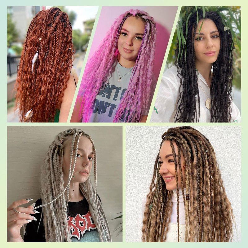 Pouweney 24inch 10PCS Clip in Dreadlock Extensions Full Sets,40 Strands chacobrown Synthetic Clip-in Dreads Extensions for Women,100% Handmade Soft Thin 0.6cm Width Dreadlocks.