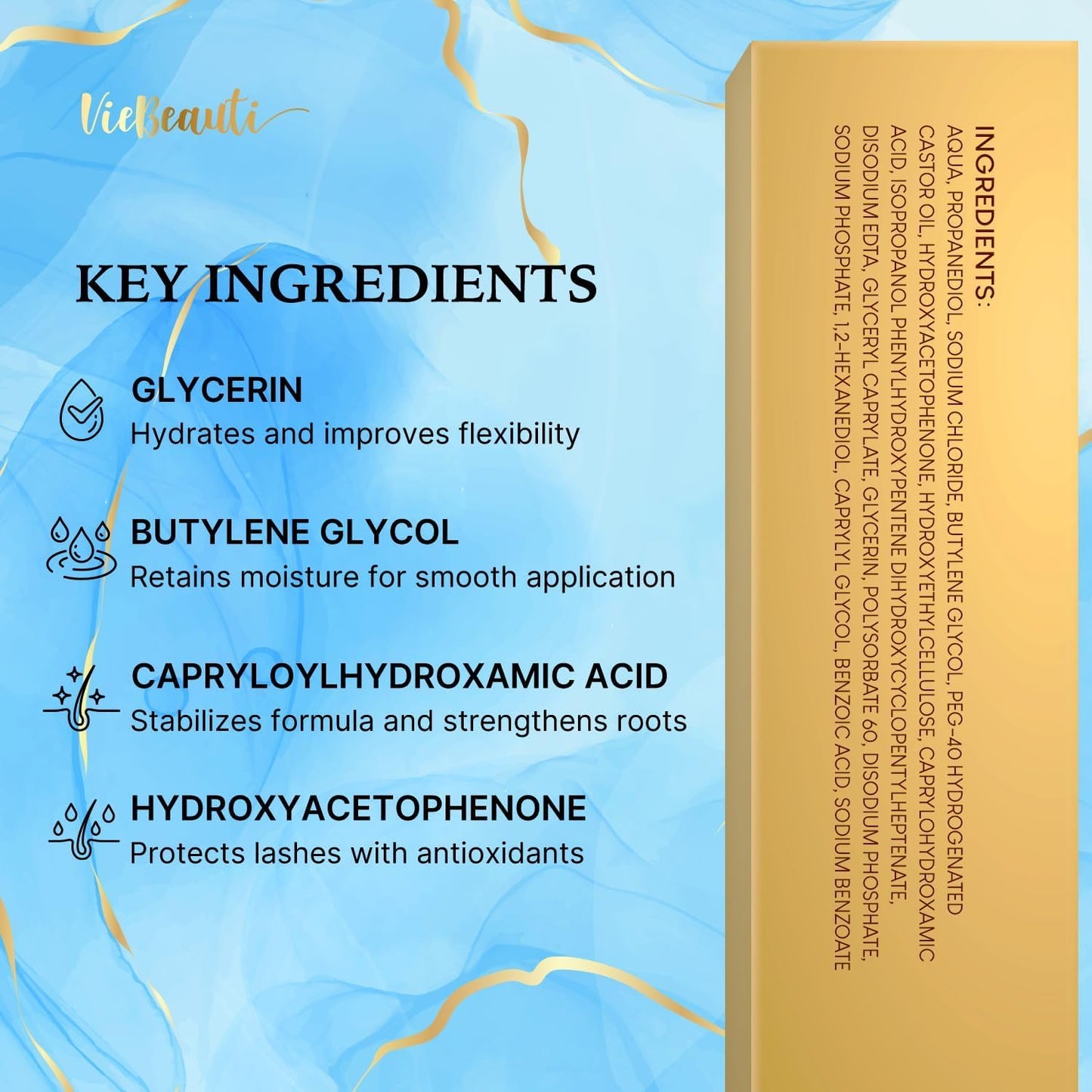 VieBeauti Lash Serum for Eyelash Growth: 5mL Eyelash Growth Serum with Advanced Formula to Boost Longer Fuller and Thicker Looking Lashes - Vegan & Cruelty-Free for Sensitive Eyes 5-Month Supply
