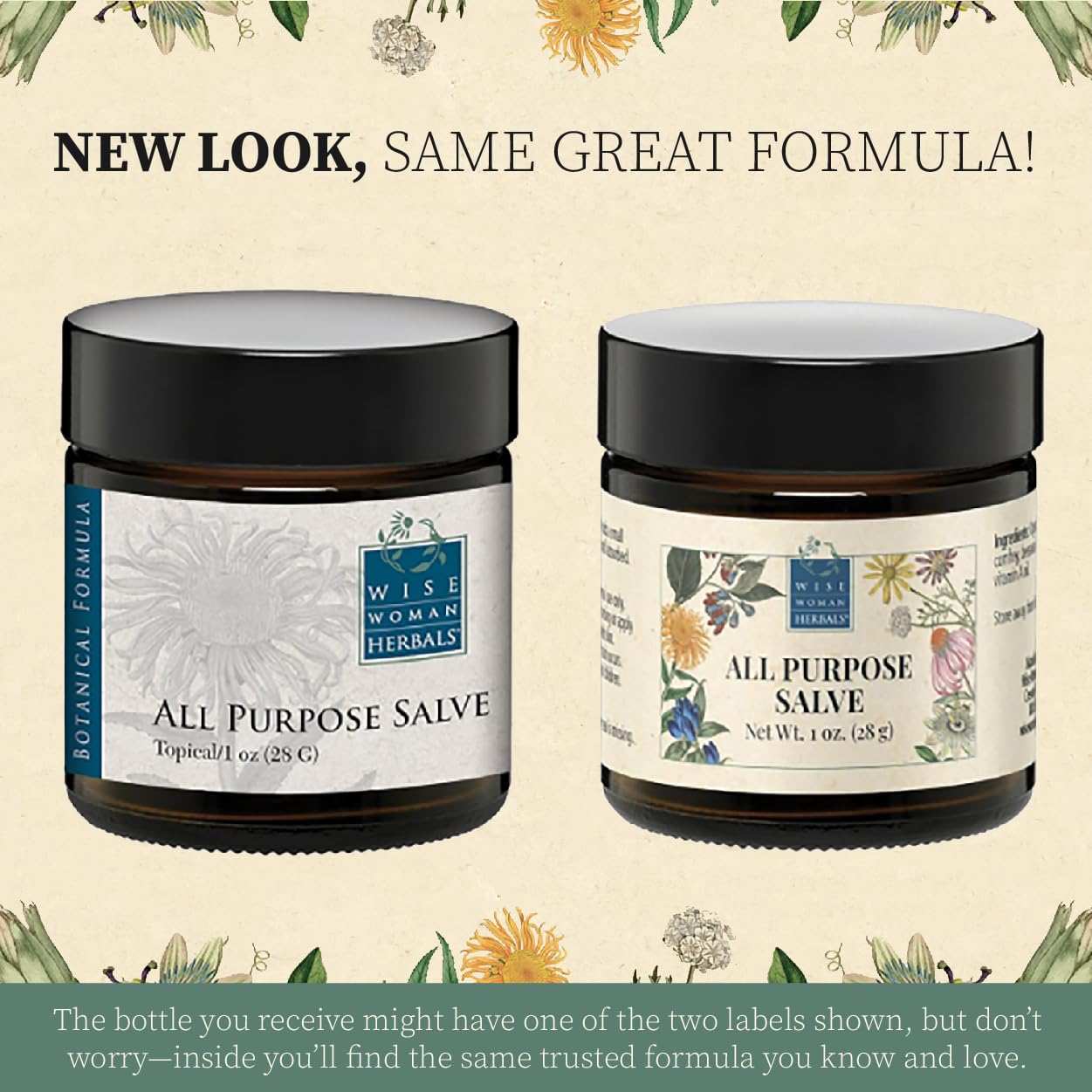Wise Woman Herbals All-Purpose Salve, Herbal Balm with Calendula & Comfrey, Soothes Dry, Irritated Skin, Postpartum Skin Care, Nourishing Skin Support for All Ages, Non-GMO, 2 oz Jar