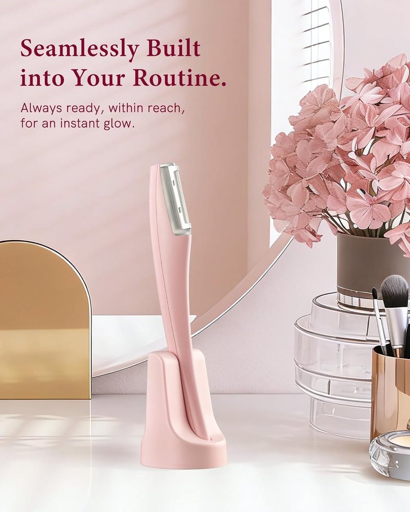 Sonic Dermaplaning Tool - Professional Electric Facial Razor & Peach Fuzz Remover | 3-Speed Exfoliation, LED Light, Auto-Shutoff, 4 Blades