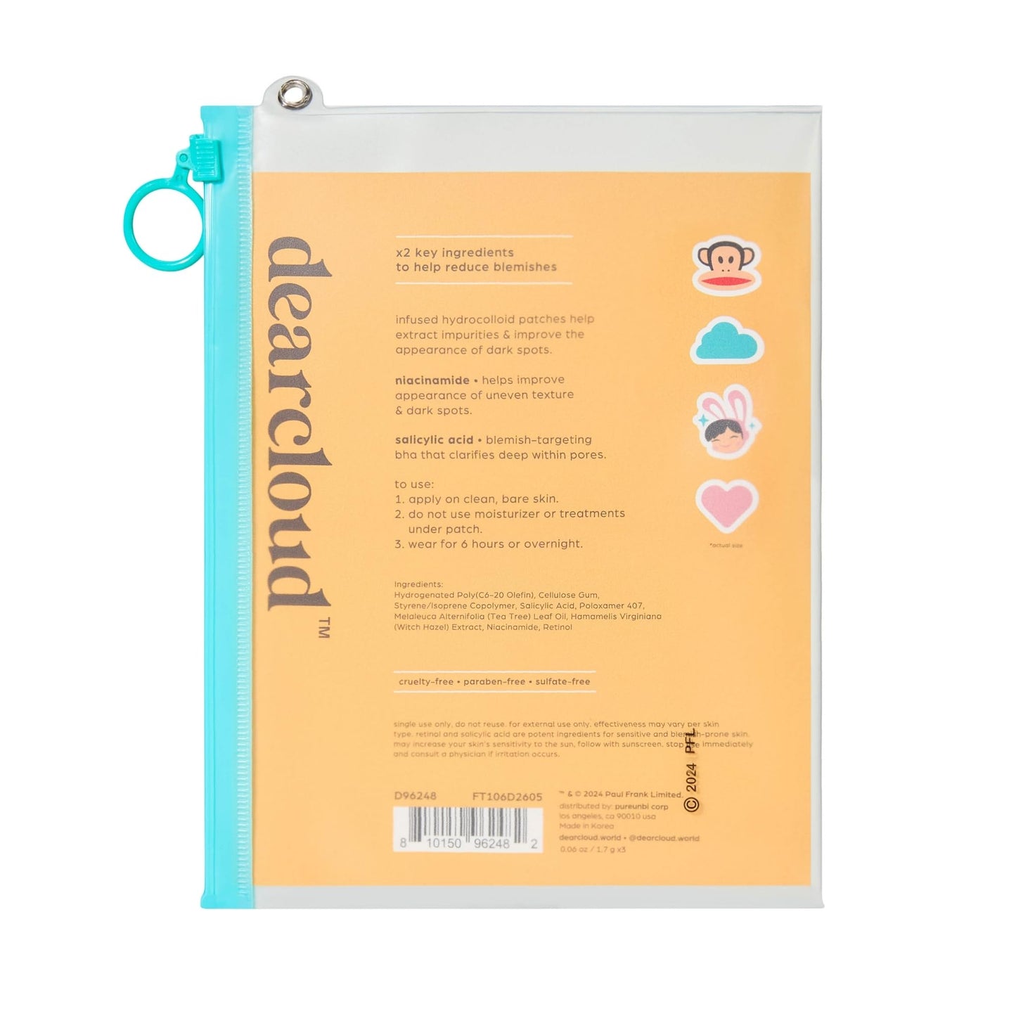dearcloud Paul Frank Hydrocolloid Blemish Patches - 36 Count - Pimple Patches for Face, Acne Spot Treatment With Niacinamide & Salicylic Acid (Zit Buster Julius)