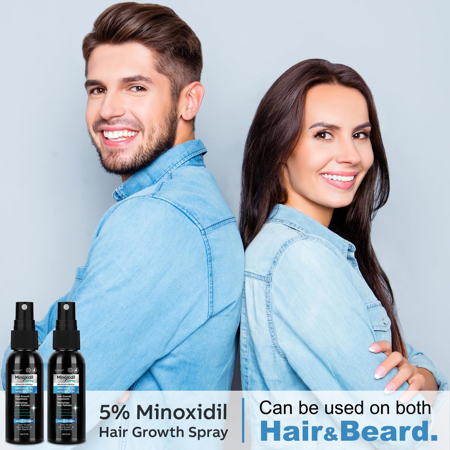 5% Minoxidil for Men Hair, Minoxidil for Women Hair Growth, Minoxidil Hair Growth Spray 2PCS.