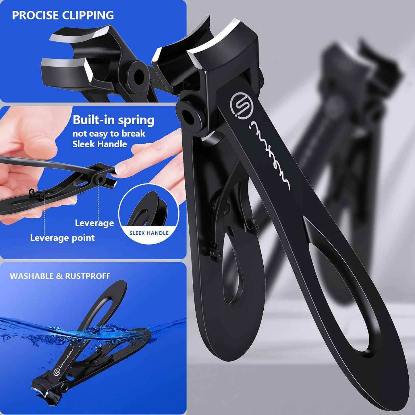 Heavy Duty Toenail Clippers for Thick Nails | Ergonomic Angled Nail Cutter for Seniors & Adults