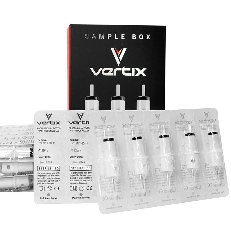 Vertix Tattoo Machine Cartridges - Pack of 20 Round Liners | Transparent Detachable Tip, Vibration Reduction