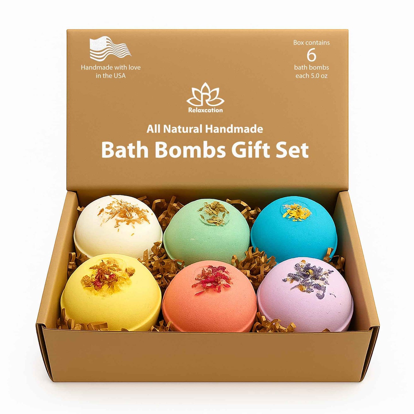 Handmade in USA Organic Bath Bombs Gift Set for Women All Natural with Epsom Salt Relaxation Dead Sea Salt Safe Bath Bombs Kit for Kids Her Mom Mother Grandma Girlfriend - Best Gifts Idea