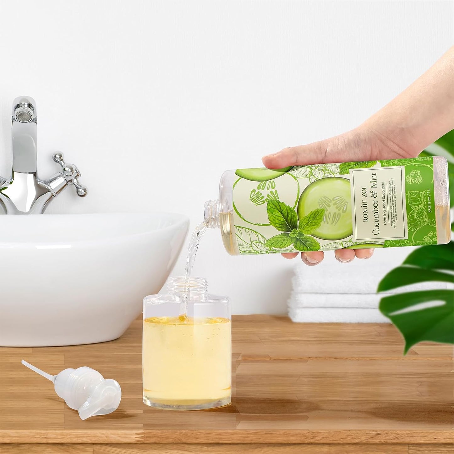 Tomato Vine Foaming Hand Soap Refill Set – 3 Pack (33.8 Fl Oz Each) – Chemical-Free & Moisturizing with Refillable Dispenser for Kitchen & Bathroom