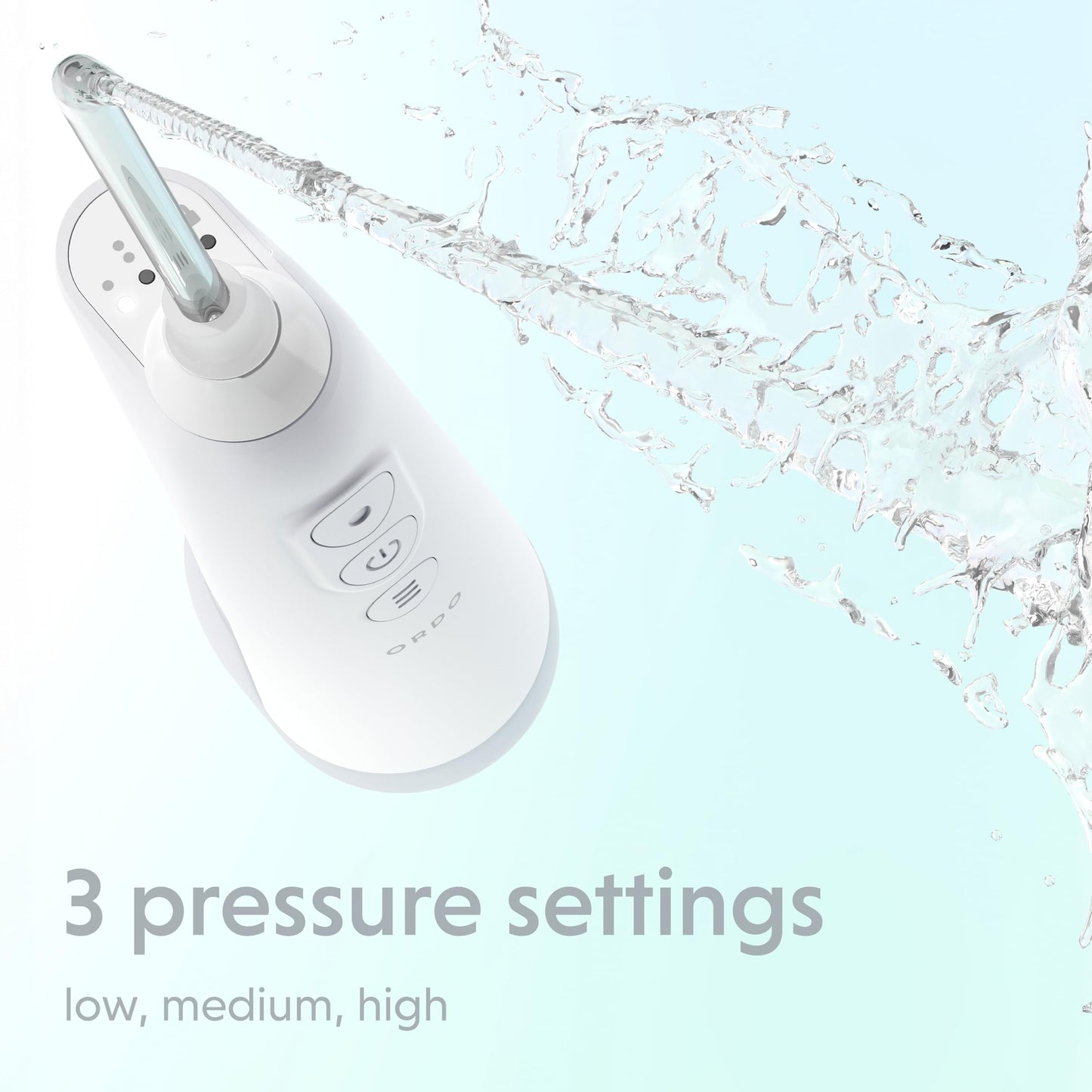 ORDO Hydro Sonic Water Flosser, Cordless, 3 Pressure Settings, White