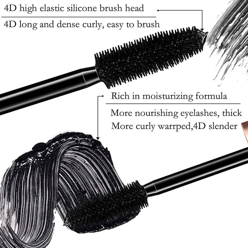 Venicare 4D Silk Fiber Lash Mascara Liquid Extension Makeup Eye Lash Kit Luxuriously Longer Thicker Voluminous Eyelashes Waterproof Smudge-proof Natural No Clumping Smudging Lasting All Day 2 Pack