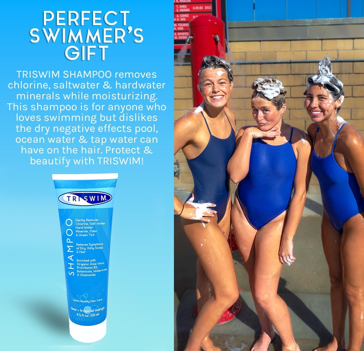 TRISWIM Chlorine Removal Shampoo - Gently Eliminates Chlorine & Salt Water Buildup | 8.5 Fl Oz | Pack of 2