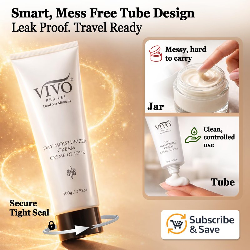 Vivo Per Lei Dead Sea Day Cream - Hydrating and Soothing - Contains Shea Butter - Anti Aging Moisturizer Face Cream for Women - Lightweight - Non Greasy - For Daily Use - 3.4 Fl Oz. - pack of 2