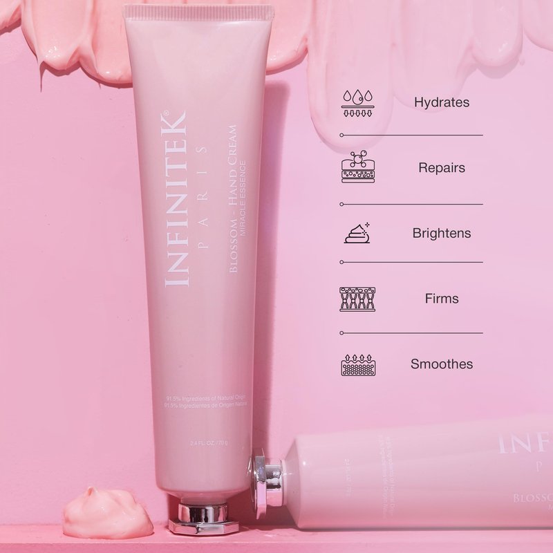 Infinitek Paris | Blossom Hand Cream - Moisturizing Cream for Dry Hands | Galentine’s Gifts & Valentine’s Day Gifts for Women | Anti Aging Hand Cream for Women | 70 g / 2.4 fl oz