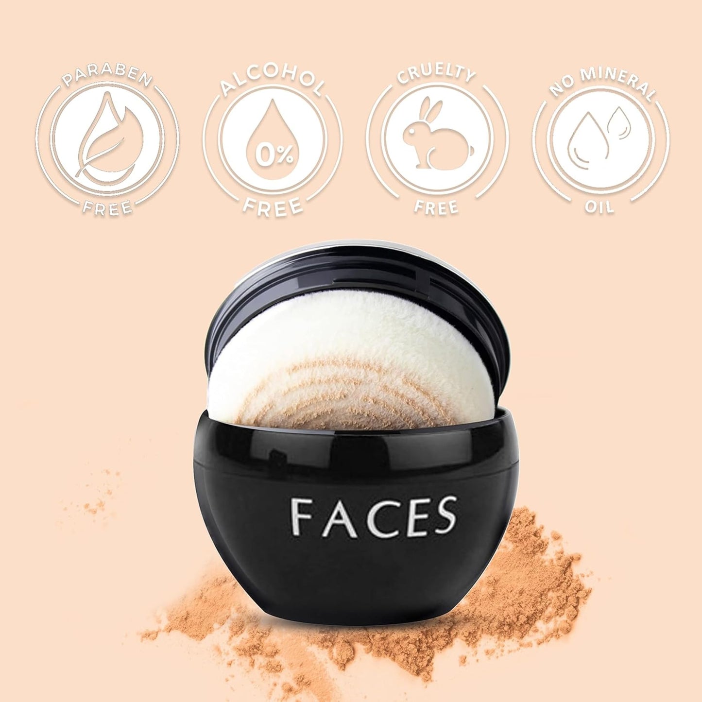 Faces Canada Mineral Loose Powder - Natural Beige 05 | Lightweight Face Powder with Applicator | Controls Shine, Evens Skin Tone & Sets Makeup | Natural Matte Finish | 0.25 Oz (7g)