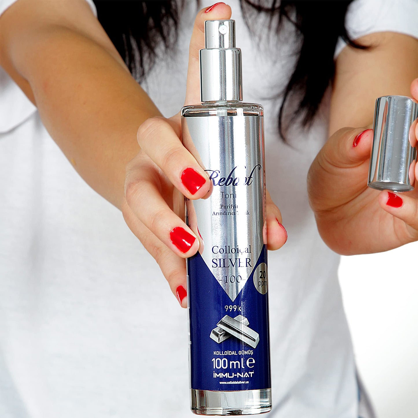 Immu-nat Reboot Colloidal Silver Refreshing Spray - 20PPM - All Skin Types - Vegan Revitalizing Mist - Cooling, Soothing & Hydrating - Faster Healing - Elegant Glass Bottle - 3.4oz
