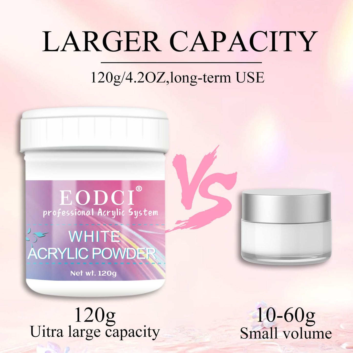 Eodci Clear Acrylic Powder, 2Pcs 4oz Professional Acrylic Nail Powder Polymer for 3D French Nail Manicure Extension Nail Carving Large Capacity Clear Acrylic Powder for Nails