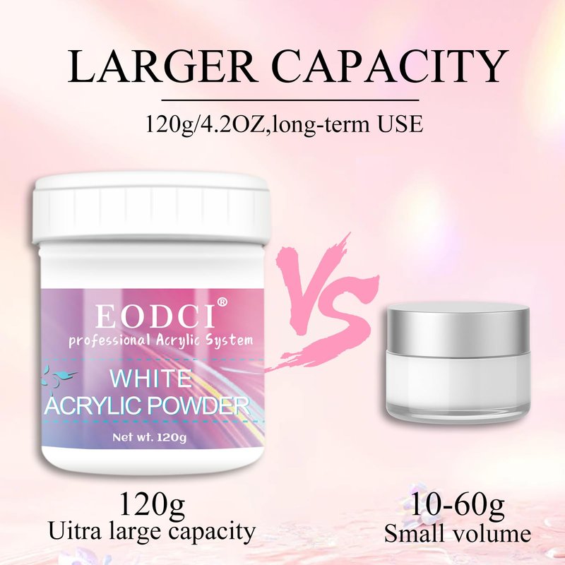 Eodci Clear Acrylic Powder, 2Pcs 4oz Professional Acrylic Nail Powder Polymer for 3D French Nail Manicure Extension Nail Carving Large Capacity Clear Acrylic Powder for Nails