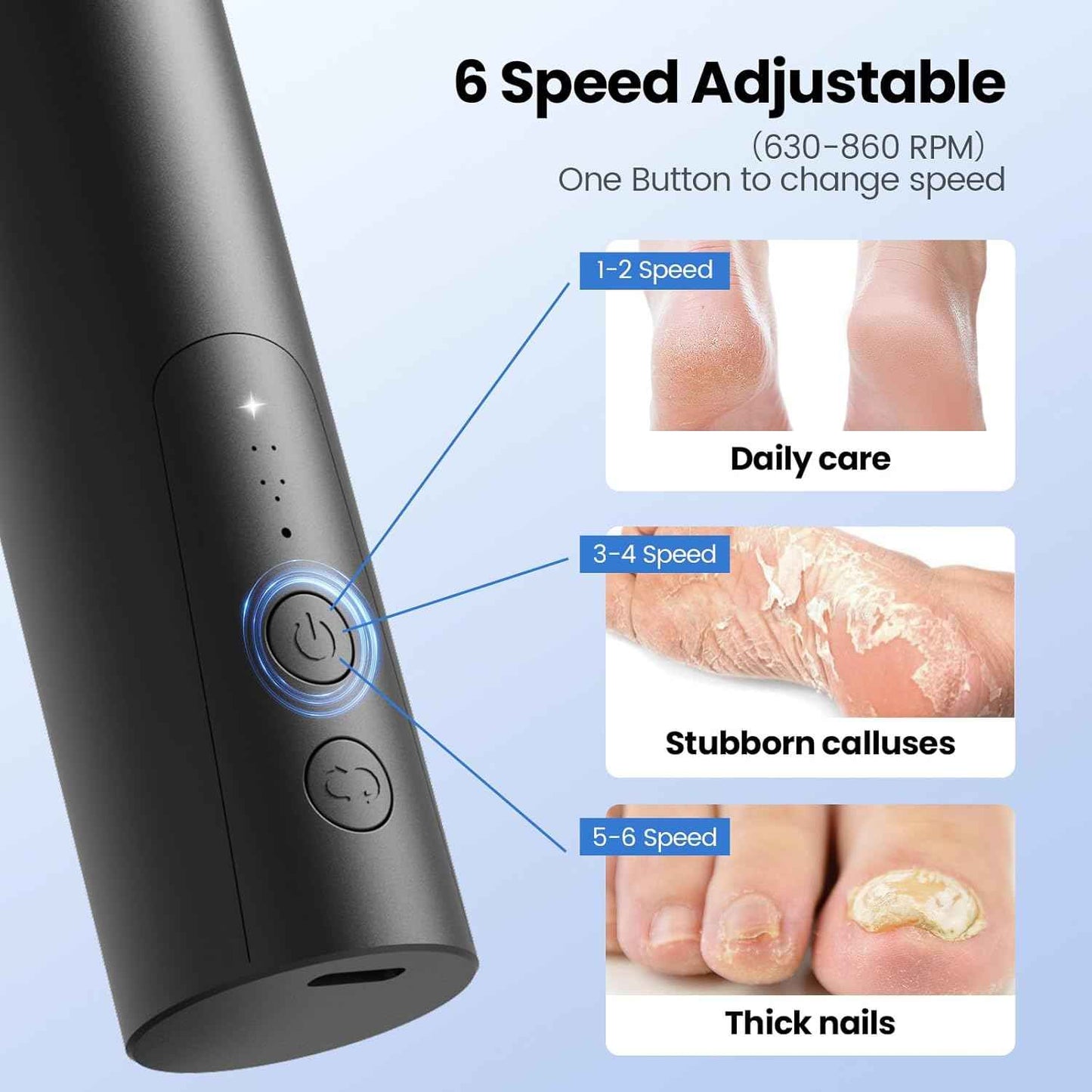 Electric Callus Remover for Feet with 120 Replacement Sandpaper Discs - Smooth Skin Solution