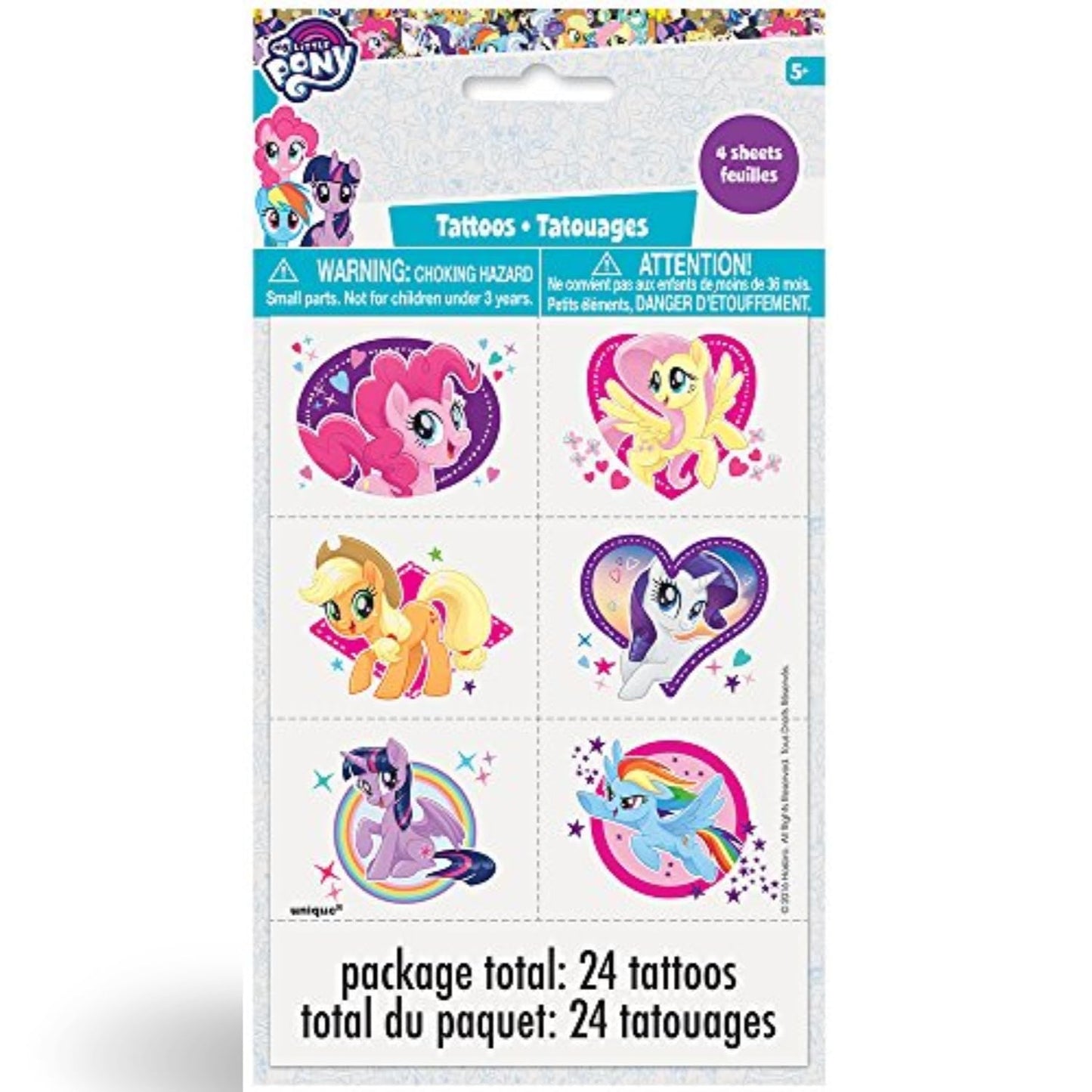 My Little Pony Party Temporary Tattoos - Assorted Designs, 24 Pcs