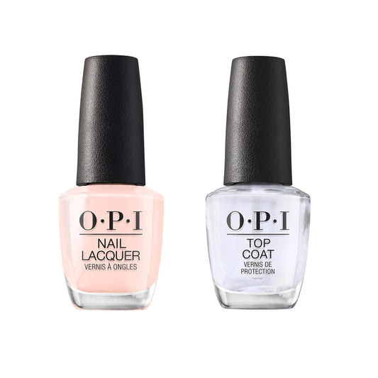 OPI Nail Polish Bundle: Bubble Bath Nude Lacquer & High Gloss Top Coat - 0.5 Fl Oz Each