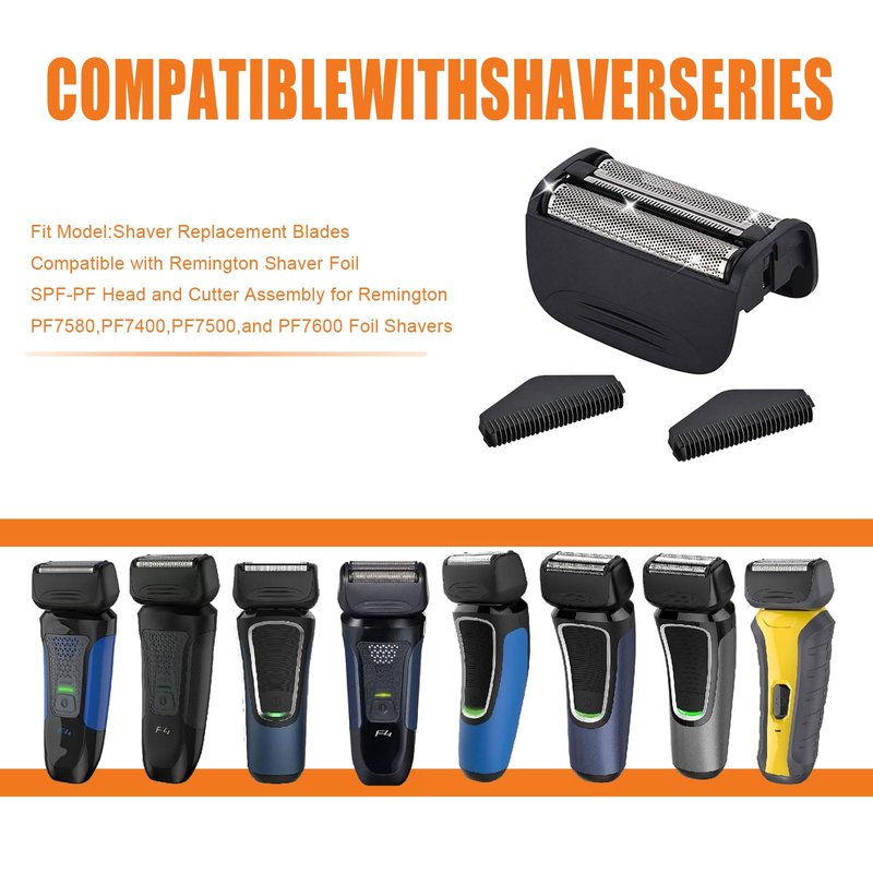 2PACK(BLACK)Replacement Head and Cutter Assembly Compatible with Remington PF7400, PF7500, and PF7600 Foil Shavers