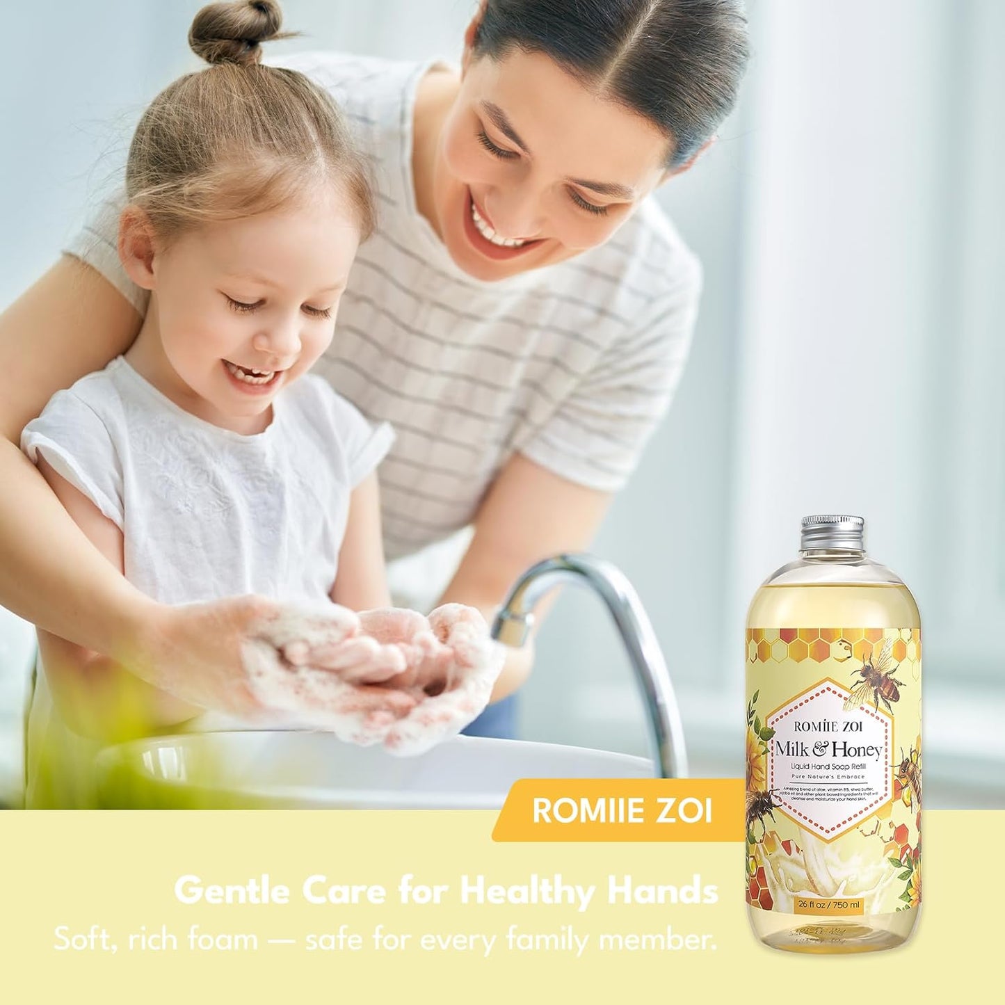 Sweet Vanille Liquid Hand Soap Refill Gift Set – 3 Pack (26 Fl Oz Each), Plant-Based & Biodegradable for Kitchen & Bathroom