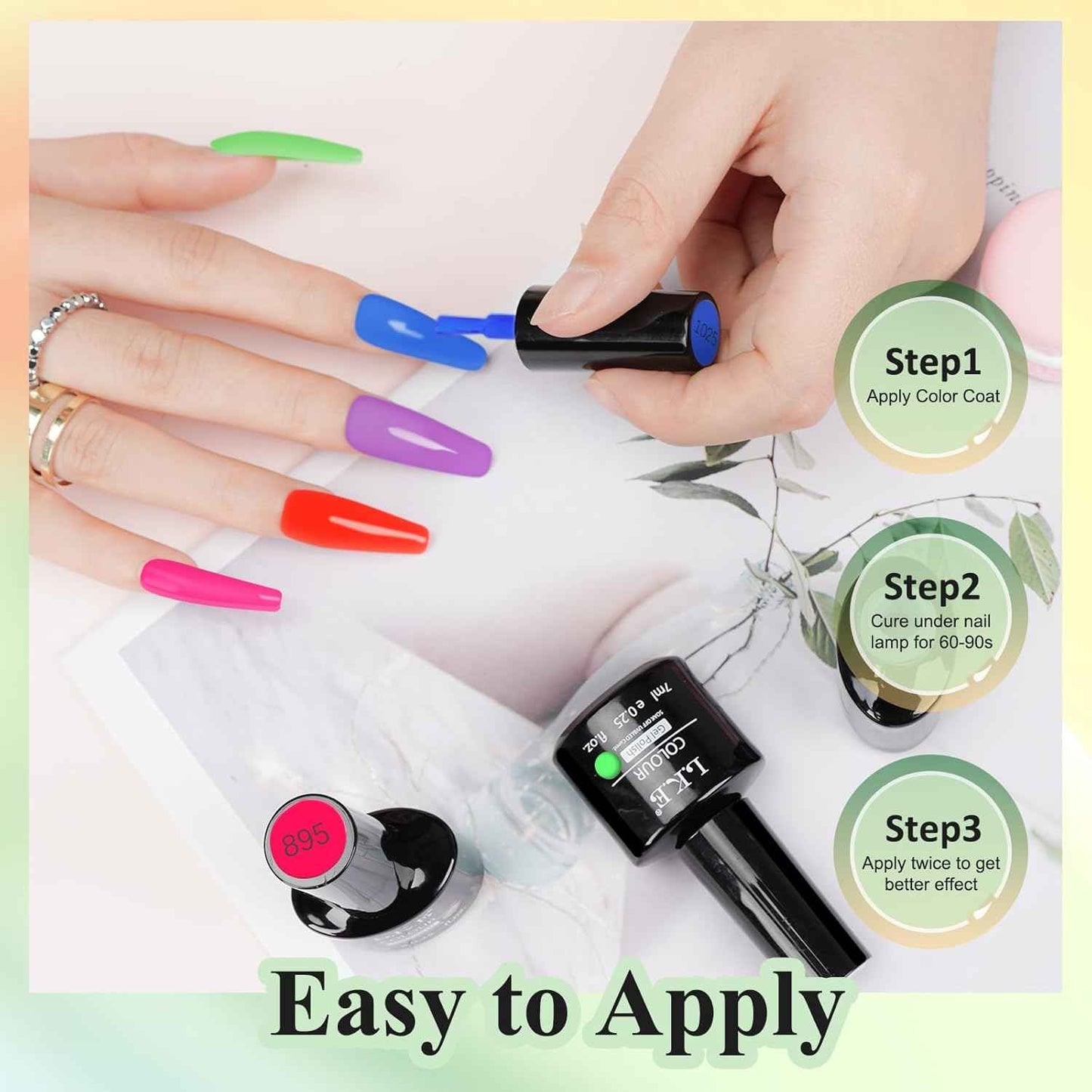 72W UV LED Nail Lamp & Neon Gel Nail Polish Set - Fast Curing Nail Dryer for Gel Art