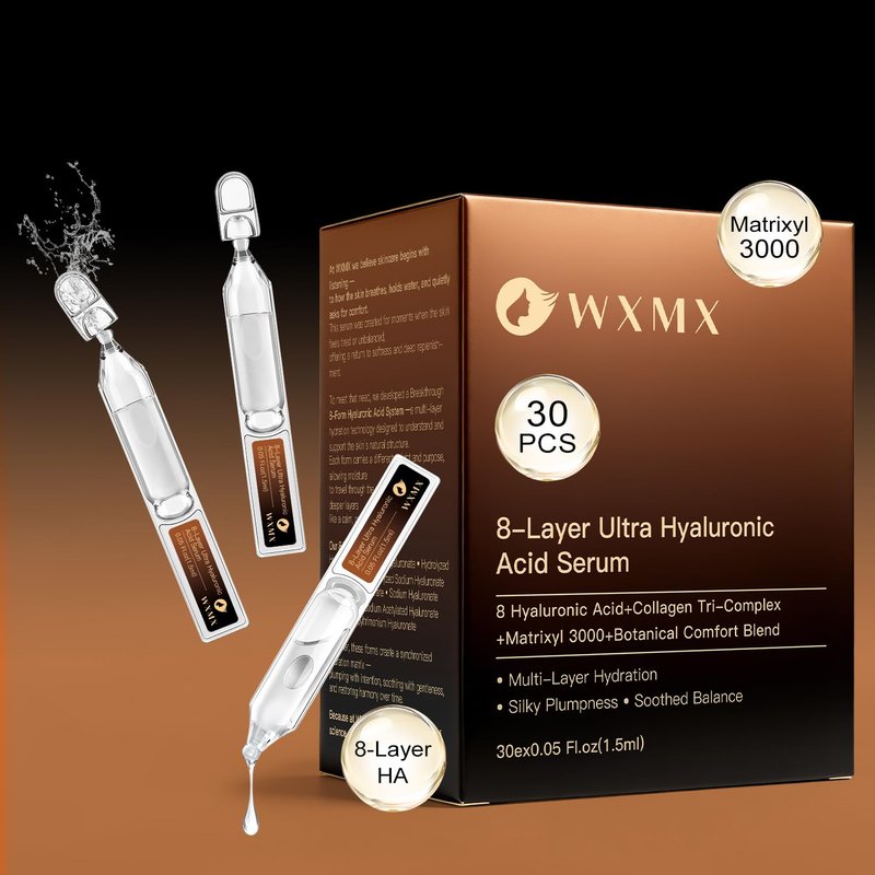 Ultra Hyaluronic Acid Serum for face with 8 Types of HA - 80,000 ppm HA Complex, Matrixyl 3000, Collagen Tri- Complex & Peptides, Multi-Layer Hydration Anti-Aging Face Serum