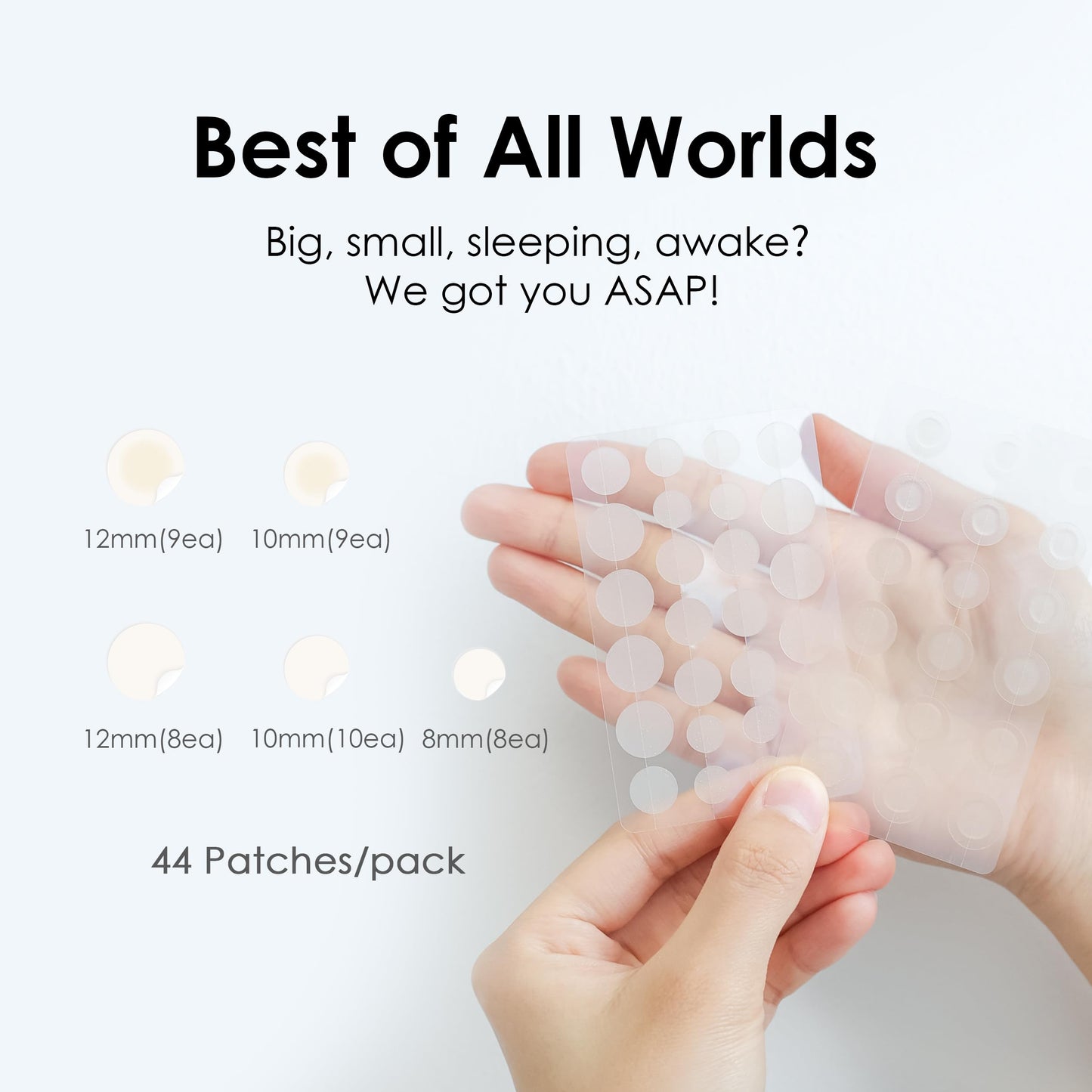 glowiest ASAP Active Spot Alleviating Patch 44 Patches (DUO) 8mm, 10mm, 12mm Spot patches - Premium Hydrocolloid Dressing Dots | Simple & Easy Active Treatment (Pack of 2)