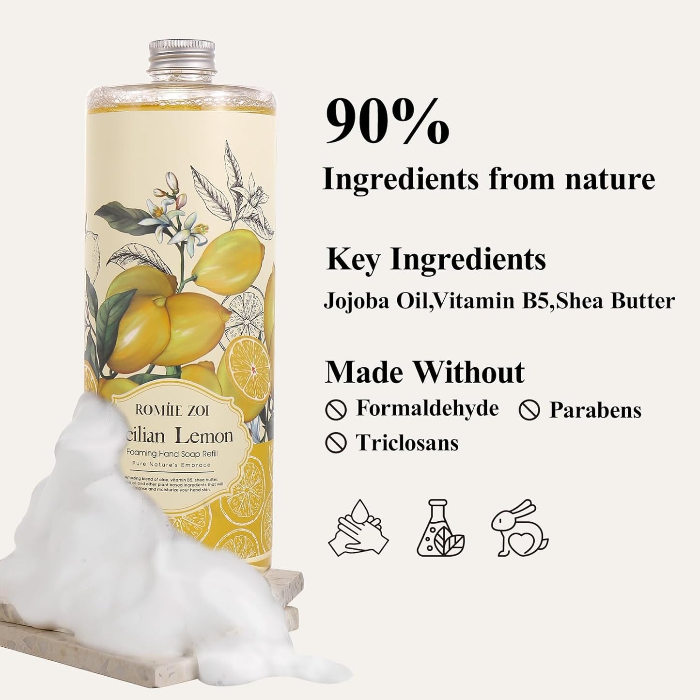 Tomato Vine Foaming Hand Soap Refill Set – 3 Pack (33.8 Fl Oz Each) – Chemical-Free & Moisturizing with Refillable Dispenser for Kitchen & Bathroom