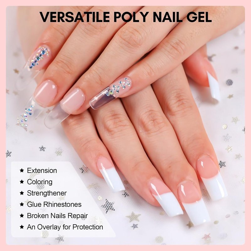 Makartt Poly Nail Gel Kit - Hema-Free Builder Gel Set for Beginners | 6 Pcs Clear, Pink & White Colors