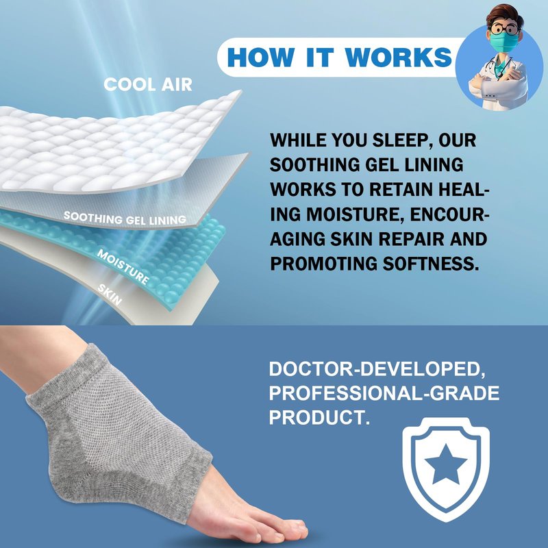TEAWOO Moisturizing Toeless Socks for Cracked Heels - Heel Repair, Hydrate Dry Feet