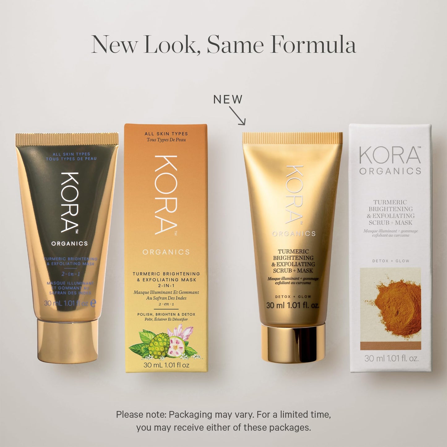 KORA Organics Turmeric Brightening & Exfoliating Mask, Multi-Use Facial Scrub, Polish & Illuminate, Certified Organic Exfoliating Face Mask, Cruelty Free, 1.01 fl oz - Face Scrub