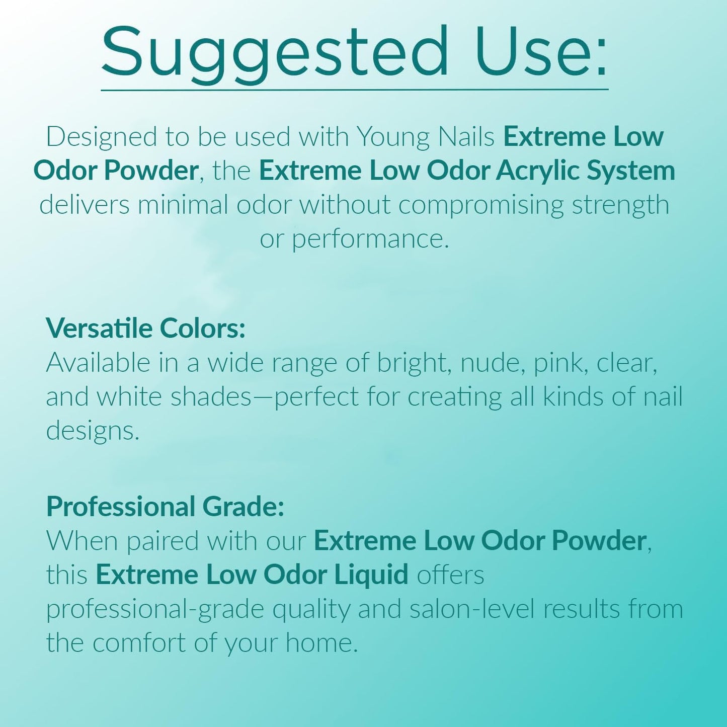 Young Nails Extreme Low Odor Nail Liquid Monomer for Acrylic Nail Powder - Professional Liquid Monomer, Acrylic Nails at Home, Extreme Low Odor, MMA Free, Non-Yellowing, 6 Fl Oz