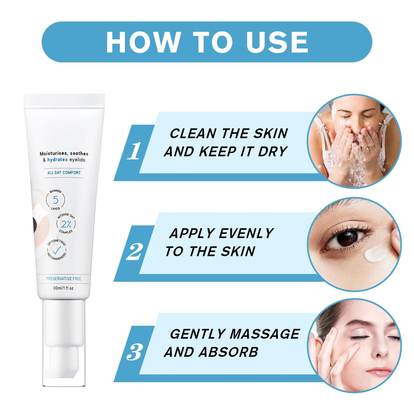 LUIMOLL Restore Eyelid Cream, 3% Oat Extract & Ceramide Complex, Soothing Hydration & Barrier Support for Dry, Itchy, Red, Sensitive, or Flaky Skin Around the Eyes for All-Day Use, 1oz