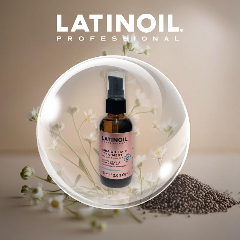 LATINOIL Chia Oil Treatment 2 oz / 60 ml - Instant Repair For Damaged Hair - Eliminates Frizz, Dryness - Adds Silkiness - Absorbs Fully & Quickly - Color Safe - Read our REAL Reviews