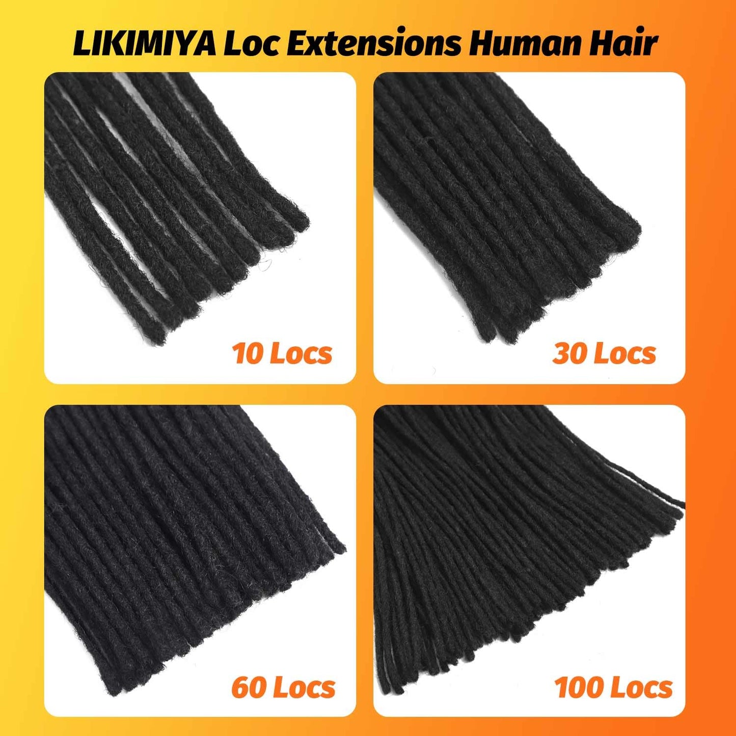 Loc Extensions Human Hair 0.4 cm 8 Inch 30 Strands Dreadlock Extensions Human Hair Loc Extensions Dreads Extensions for Men Women Kids Real Human Hair Locs 1B Natural Black Handmade Permanent Locs