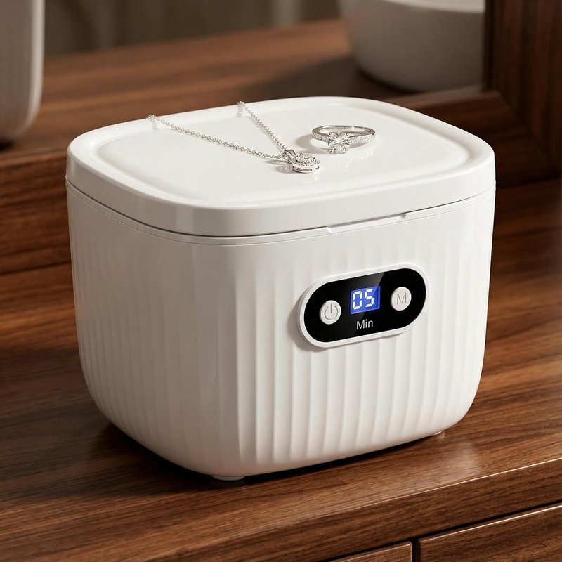 Ultrasonic Retainer Cleaner Machine - 45kHz 250ML Denture & Mouth Guard Cleaner | White
