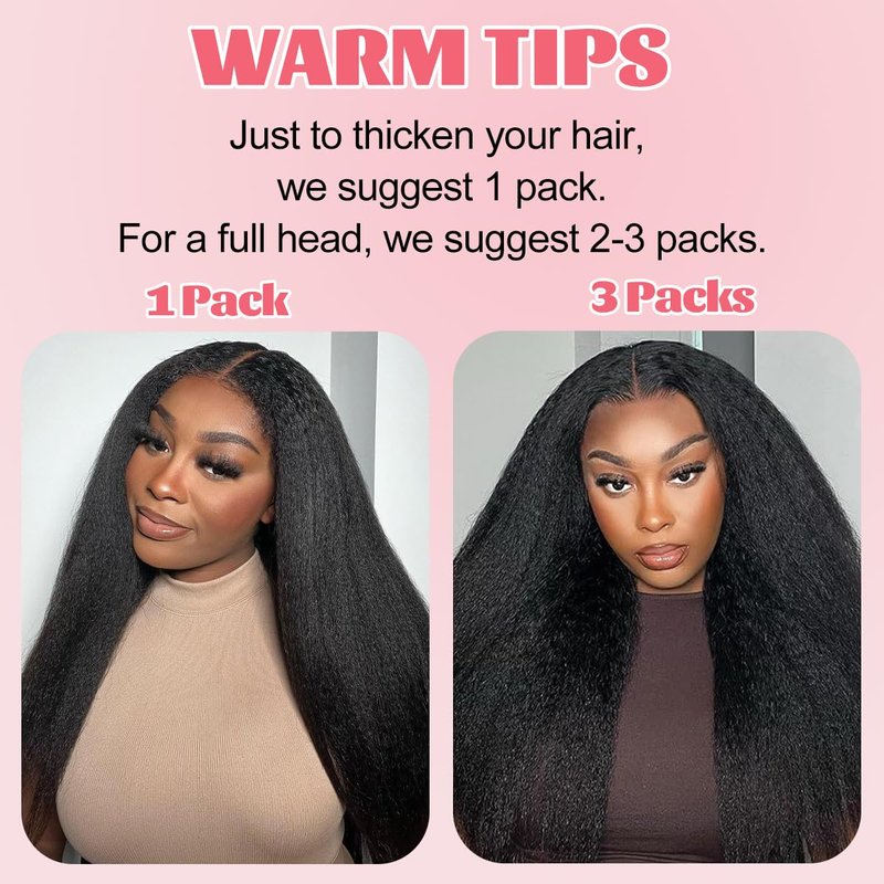Real Human Hair Clip-In Extensions - 110g Kinky Straight Brazilian Hair | 14-Inch, 8 Pcs Set for Women