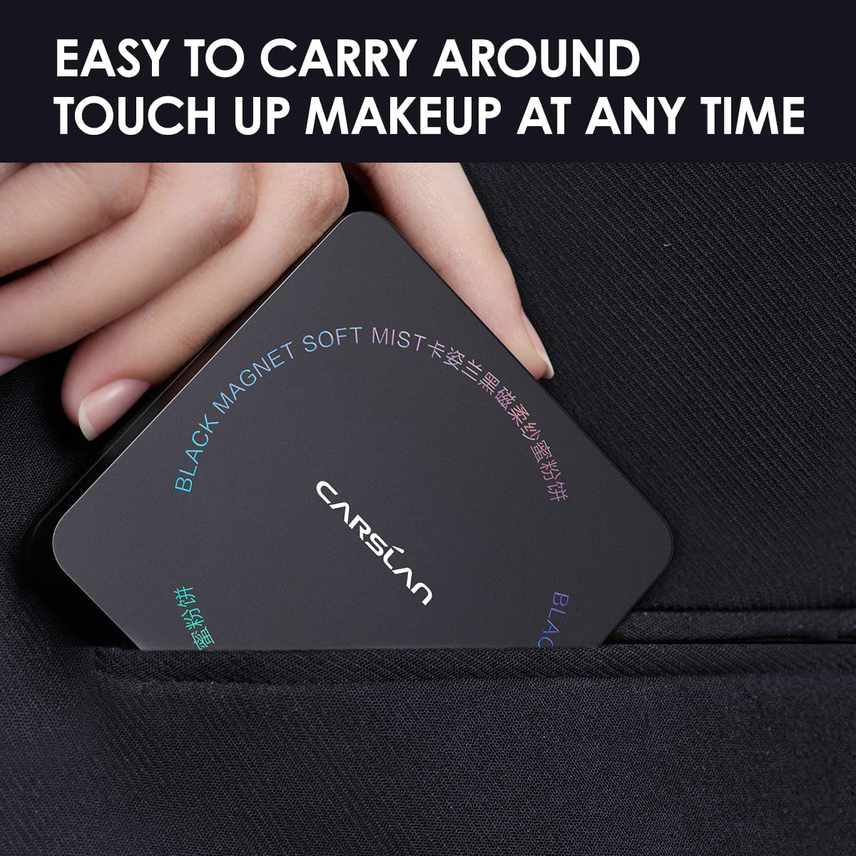 CARSLAN 1.0 Waterproof Face Pressed Powder Compact, 24H Longlasting Oil Control Pressed Setting Powder Talc-Free Makeup, Shine Free, Poreless, Smooth, 0.28Oz