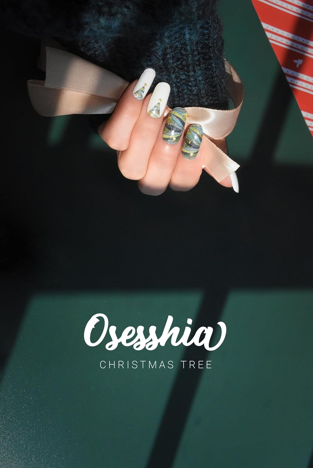 Semi Cured Gel Nail Strip Starter Kit - 60 Nail Stickers, UV Lamp & Tools for Salon Quality Christmas Nails