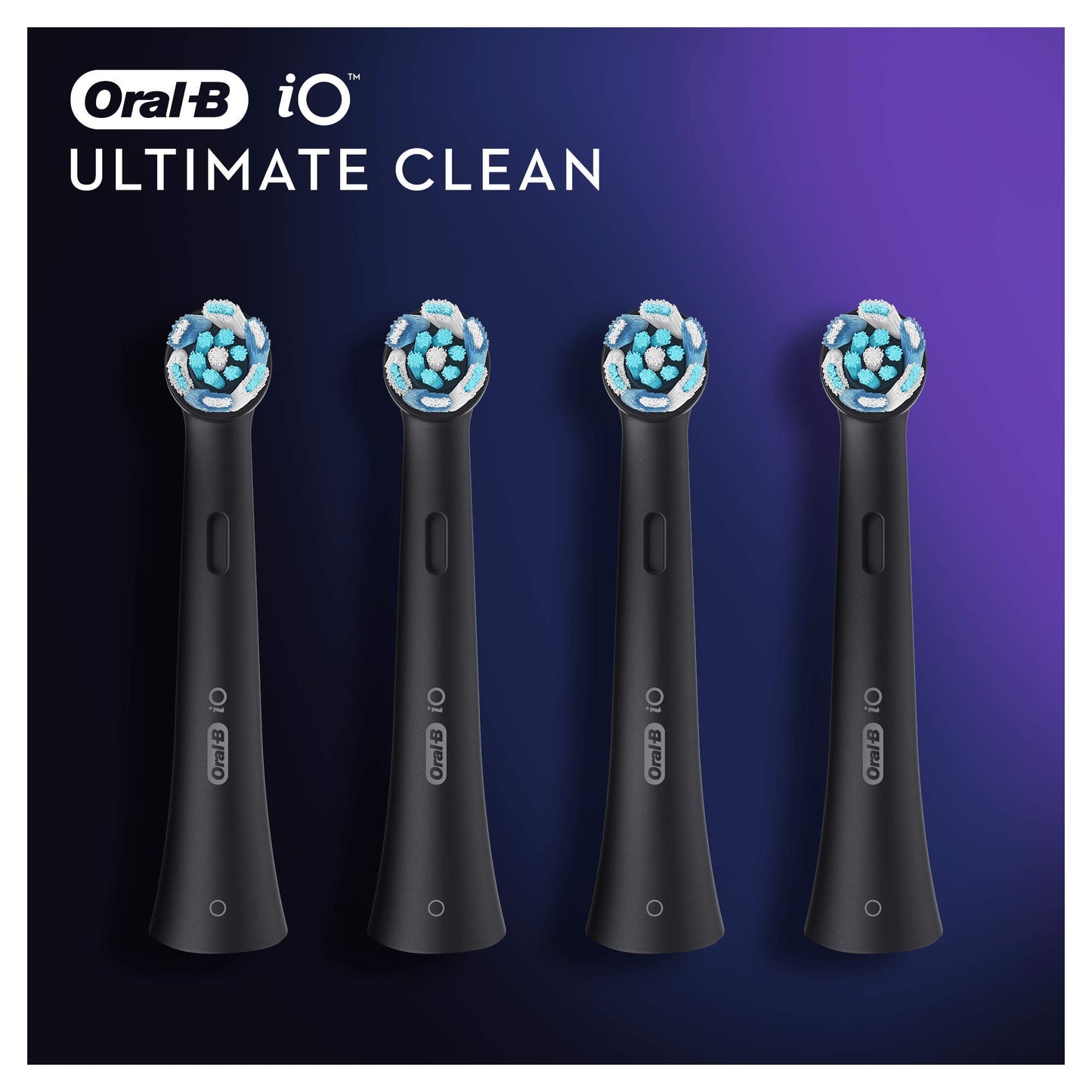 Oral-B iO Ultimate Clean Replacement Brush Heads, Advanced Deep Cleaning, Black, Pack of 4