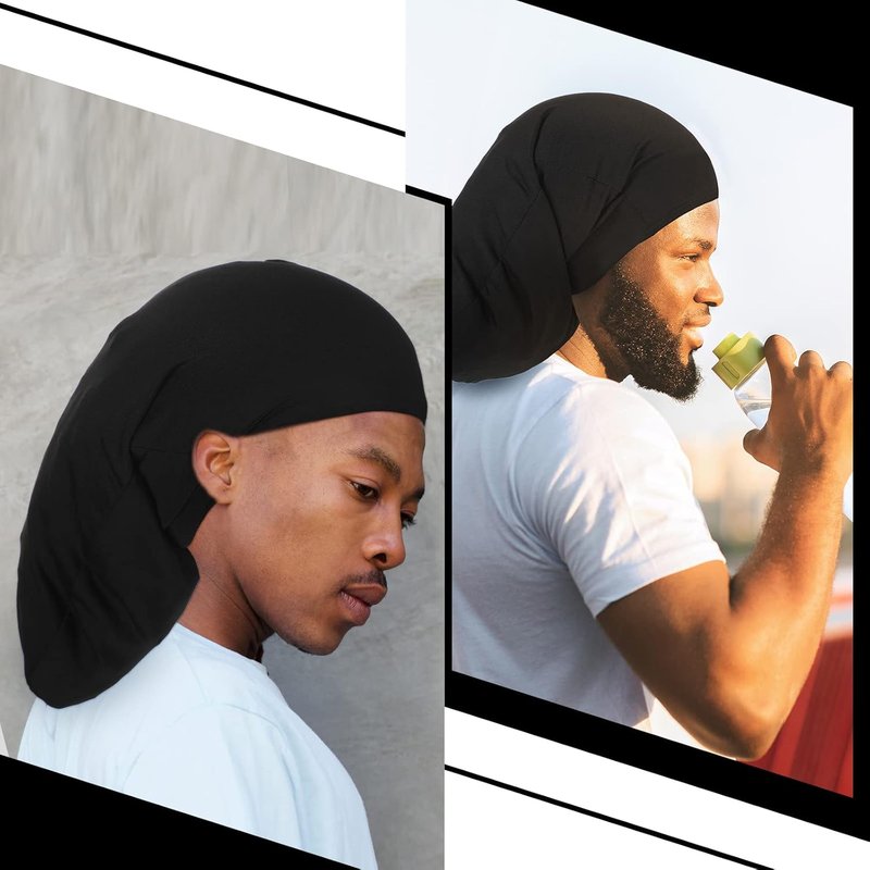 Dreadlock Cap Set - 6 Unisex Jumbo Night Shower Bonnets for Long Hair | Colorful Accessories