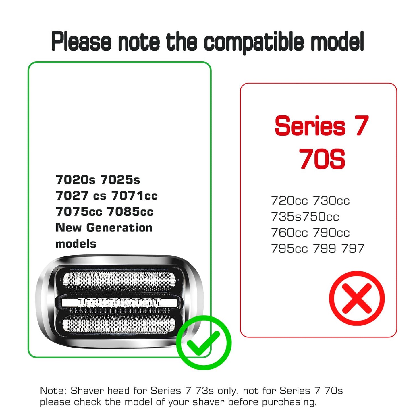 S7 73S 360 Replacement Head Foil & Cutters for Braun Series 7 Eletric Shavers, Compatible with Braun New Generation 7020s, 7025s, 7027 cs, 7071cc, 7075cc, 7085cc Razor