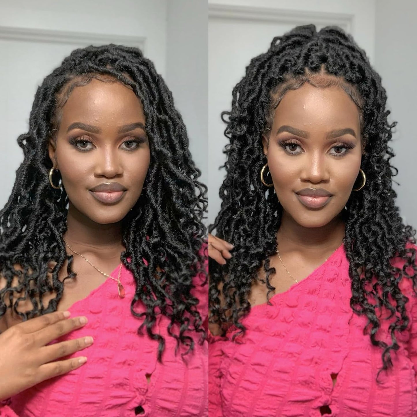 French Curl Locs Crochet Hair - 10 Inch Natural Black Faux Locs with Curly Ends | 8 Packs Pre-Looped Braiding Hair Extensions